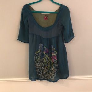 Save The Queen Turquoise Embroidered Blouse